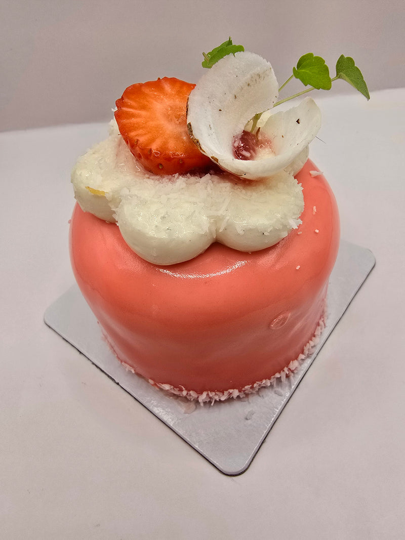 Entremet Fraise Rhubarbe (individuel)